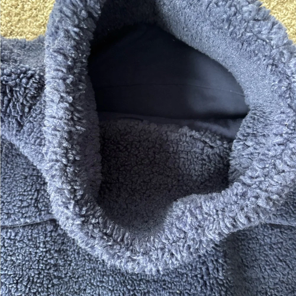 Lululemon Warmth Restore Long Pullover Fleece Sherpa Navy Pockets Mock - Picture 7 of 10